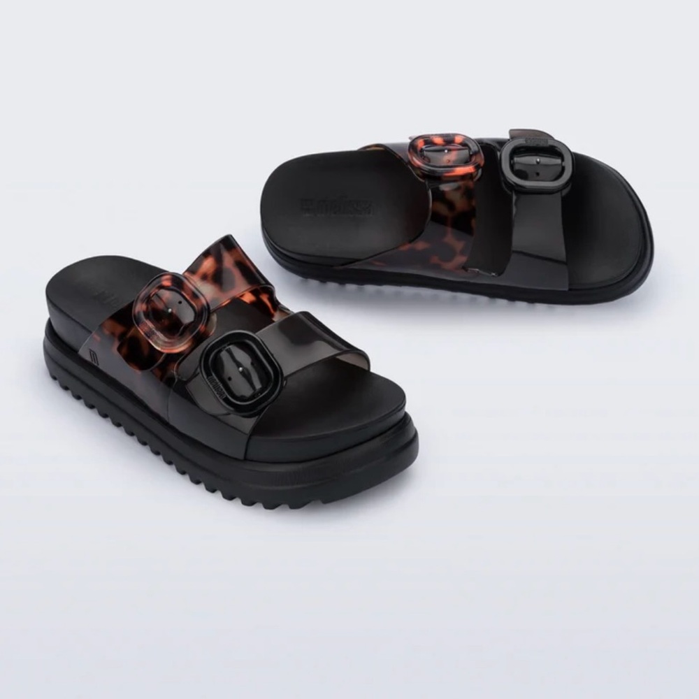 NWT Black and Tortoise Platform Sandals